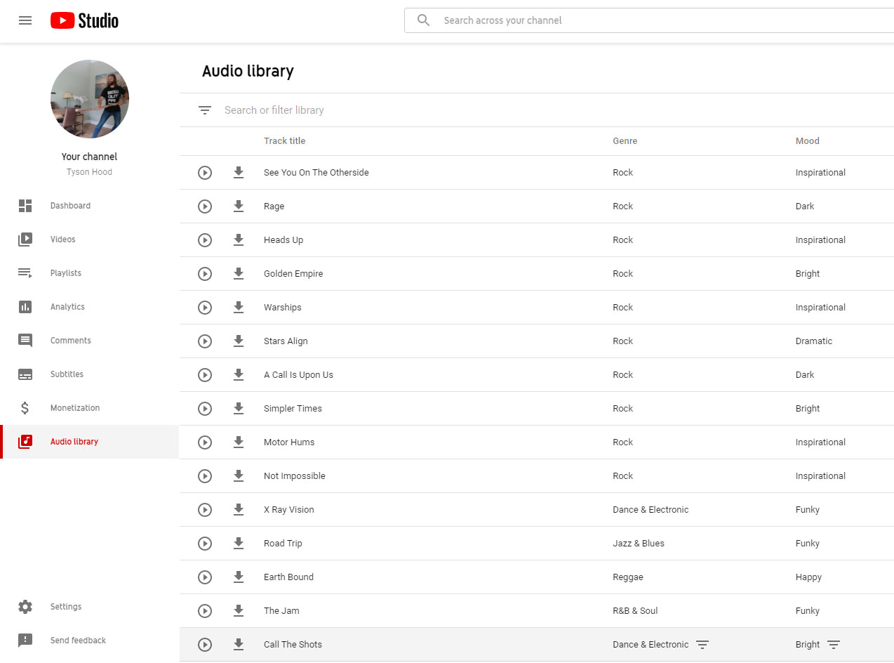 Find Free music for YouTube in the YouTube Audio Library